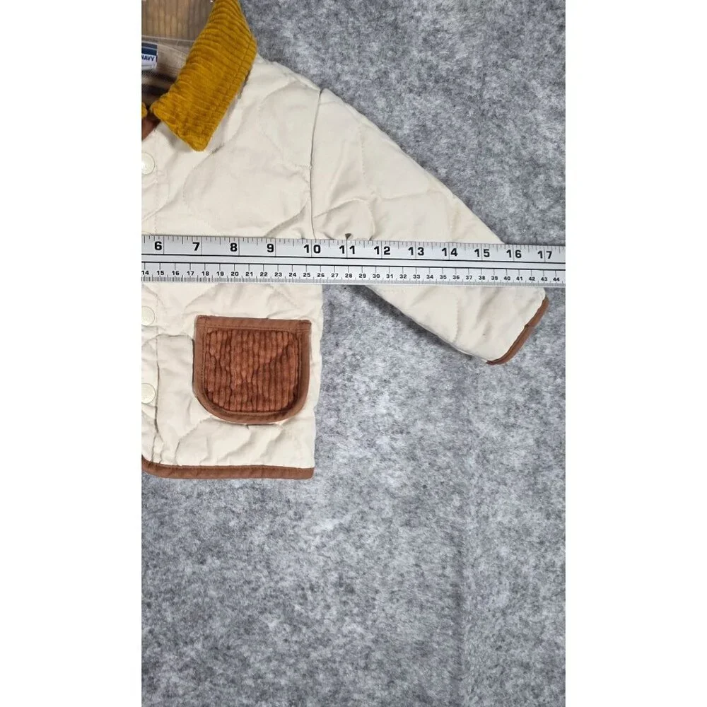 Old Navy Kids Qulited Barn Coat Snap Up Cream Size 6-12 Months